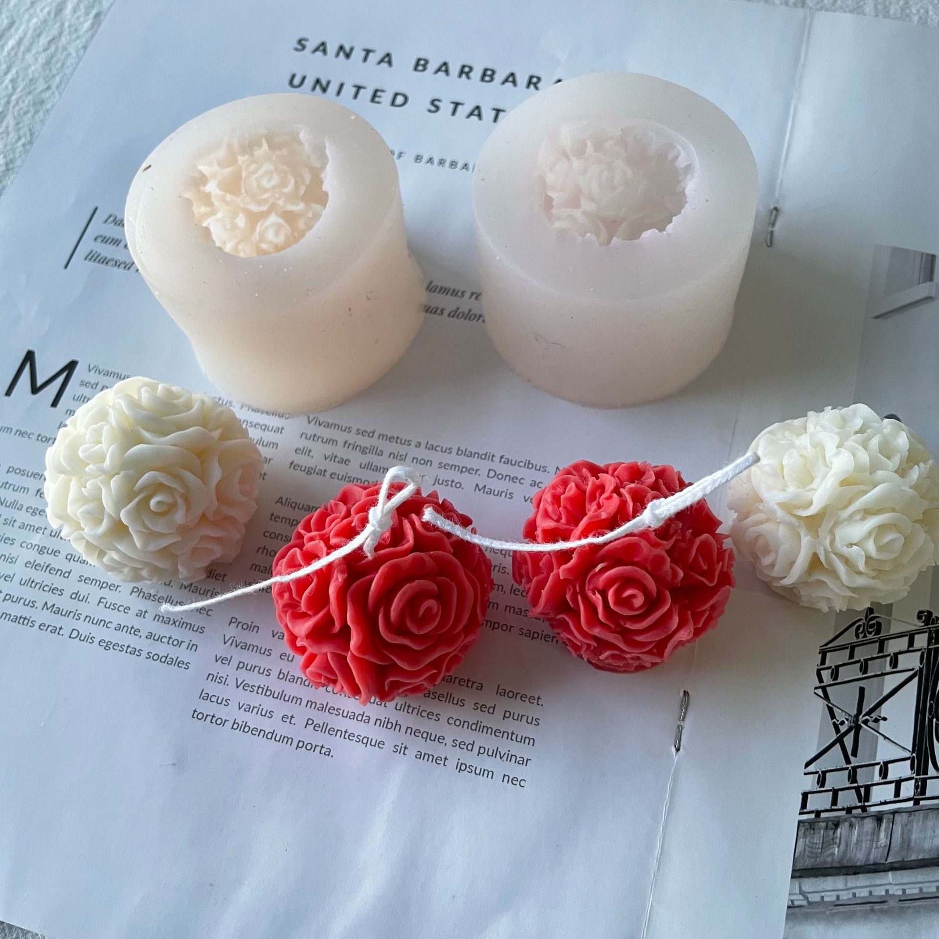 Rose Ball vela molienda herramienta hogar aromaterapia yeso decoración de la torta para hornear molde Silicona