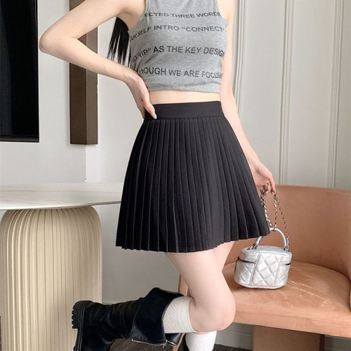 White Pleated A-Line Skirt Short Summer 2025 High-Waisted Slimming Skirt for Small Women