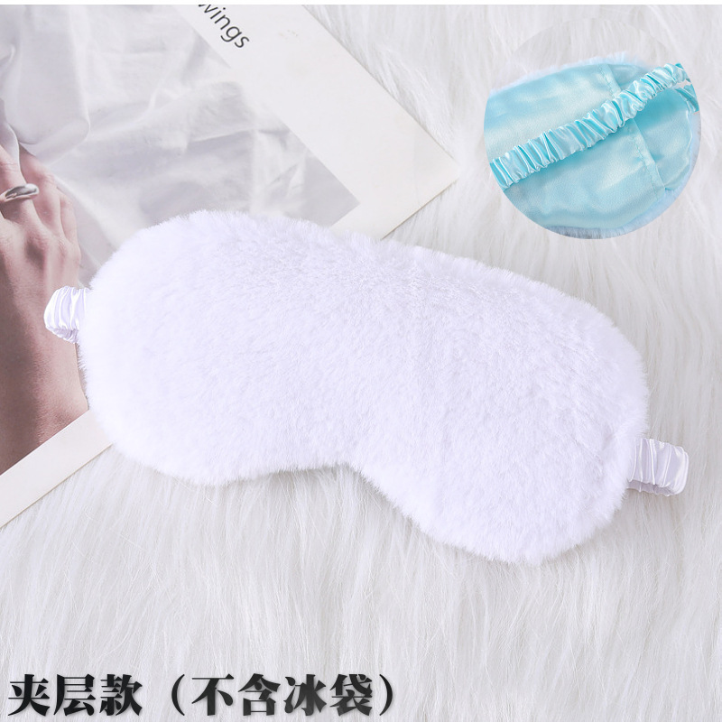 Spot piel de conejo pequeña máscara para dormir máscara para dormir máscara para ojos de felpa máscara para ojos transpirable de seda de imitación agradable para la piel máscara para ojos agradable para la piel de otoño e invierno