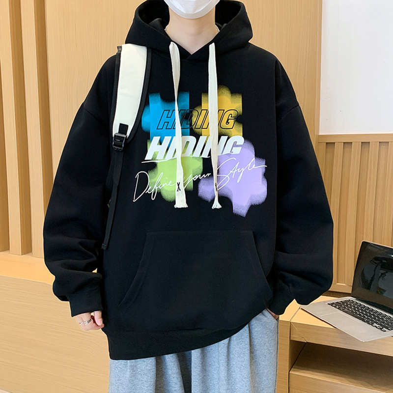 春秋季长袖卫衣男孩初高中学生连帽外套青少年大童男装套头衫上衣|undefined