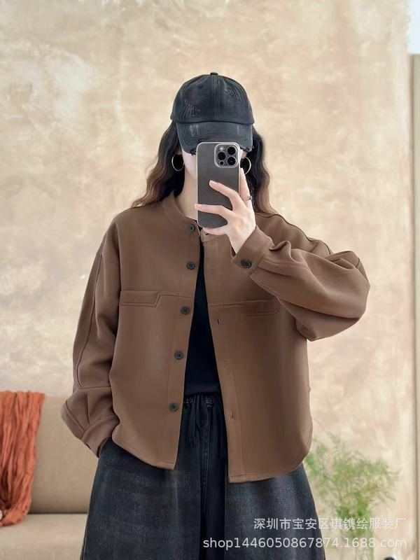 琪镌绘制秋季休闲棒球服女装立领百搭宽松显瘦纯色韩版外套25027|undefined