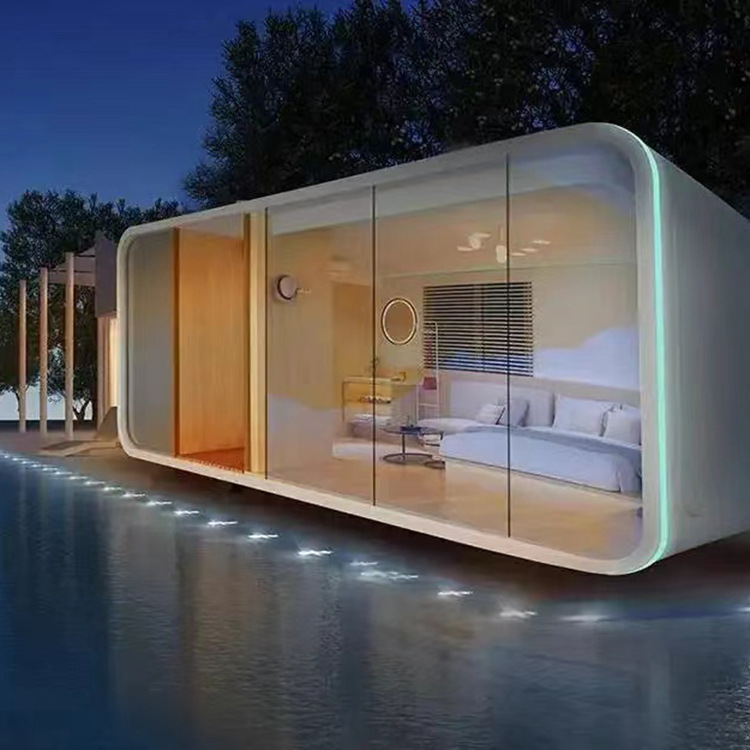Casa inteligente de lujo habitación de hotel en general edificio modular fábrica espacio directo cápsula B & B