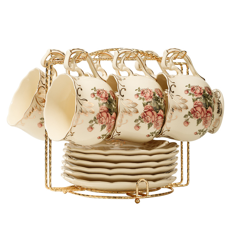 Set de tazas de café europeas pequeñas tazas de té de la tarde de lujo casero cortes de alta calidad tazas de café de cerámica exquisita plato