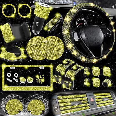 Steering wheel cover — Cover, Non-Slip, Comfortable, No Inner Ring - lemon-yellow-38cm