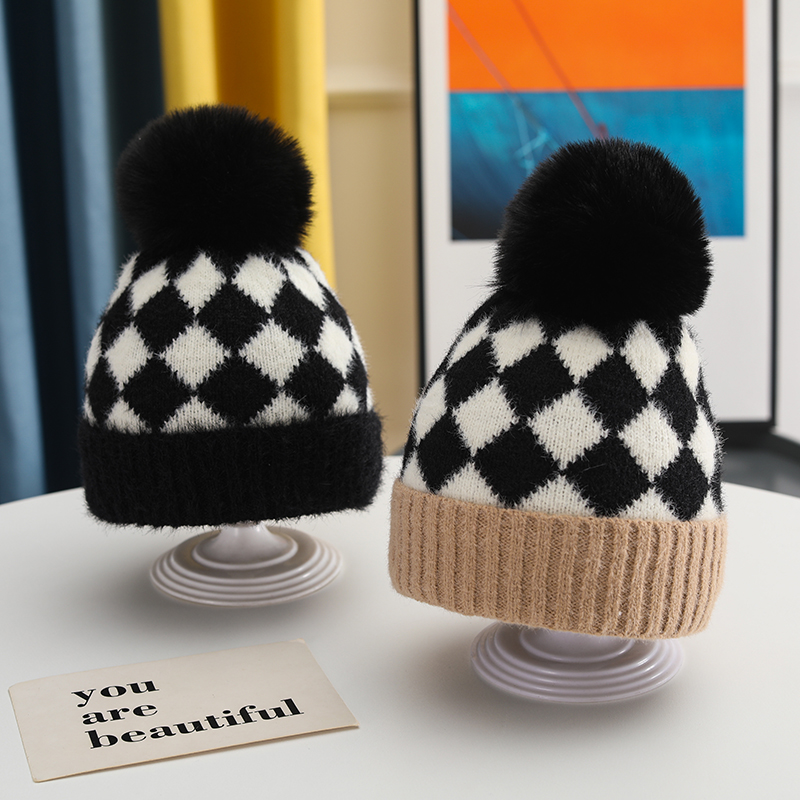 Polyacrylonitrile Fiber Fabric Type Wool Cap Hats Type Children Unisex Basic Streetwear Plaid Wool Cap