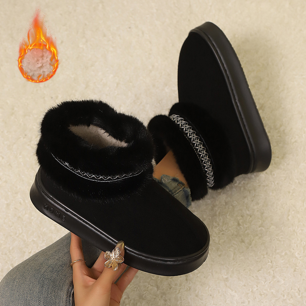 Nuevas zapatillas de algodón transfronterizas para el hogar de Amazon para mantener cálidas y gruesas parejas simples de otoño y invierno y medio paquete interior con muebles domésticos