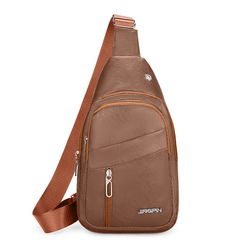 Comercio exterior nuevo bolso de pecho de cuero PU para hombres, bolso de hombro de viaje simple, moda al aire libre, bolso de bicicleta