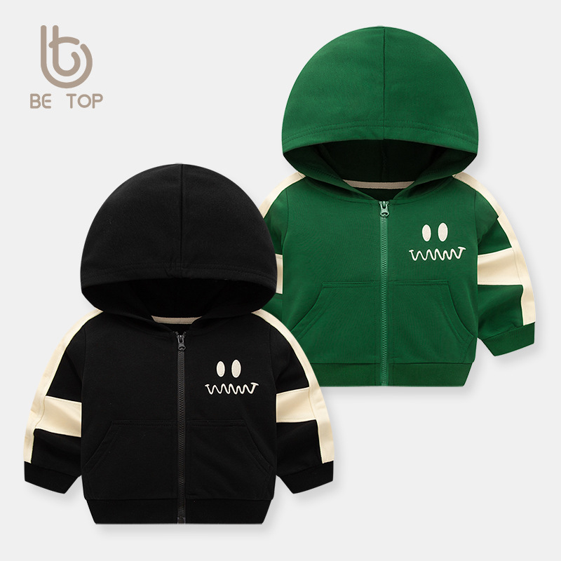2023 Otoño e Invierno Nuevo estilo coreano Abrigo con capucha para niños bebé color matching Cartoon Boys' coat ropa para niños entrega por lotes