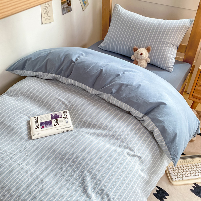 Juego de cama de dormitorio de estudiantes de algodón de tres piezas 2025 nueva funda de edredón de sábana de algodón individual Un juego completo de ropa de cama