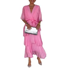 F 94795 Solid Color Tie Long Dress ��ɫϵ������ȹ �羳