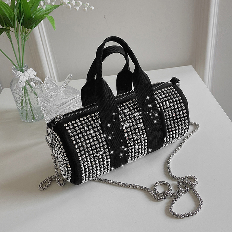 Borsa baguette brillante con strass per donna, borsa spalla_voghion.com