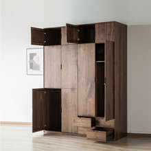 新中式北欧黑胡桃木全实木对开门衣柜禅意日式现代简约轻奢型衣柜