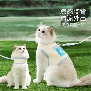 Summer Cool Ice Bag Harness for Cats, Spring and Summer Cool Feeling Outdoor Traction Rope, Adjustable Cat and Dog Walking Rope