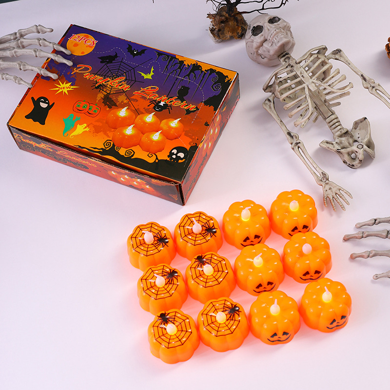 Maison & Jardin Halloween citrouille lanterne fantôme festival décoration accessoires led électronique bougie lampe fête fournitures veilleuse lumineuse lampe à vent_voghion.com
