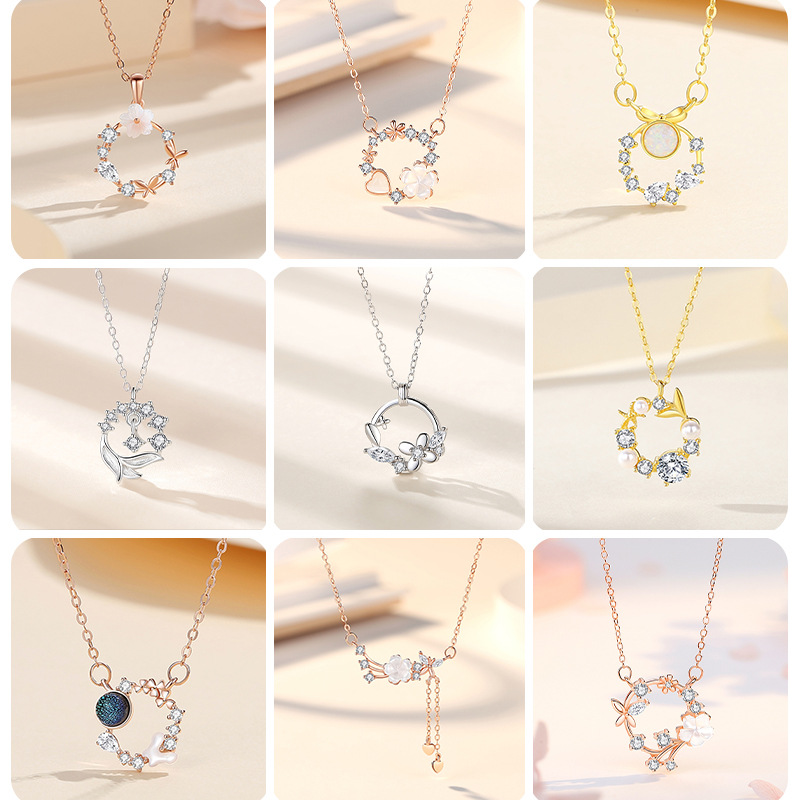 S925 plata de ley collar de corona de mariposa de lujo ligero flor femenina diseño de alta calidad cadena de clavícula joyería San Valentín