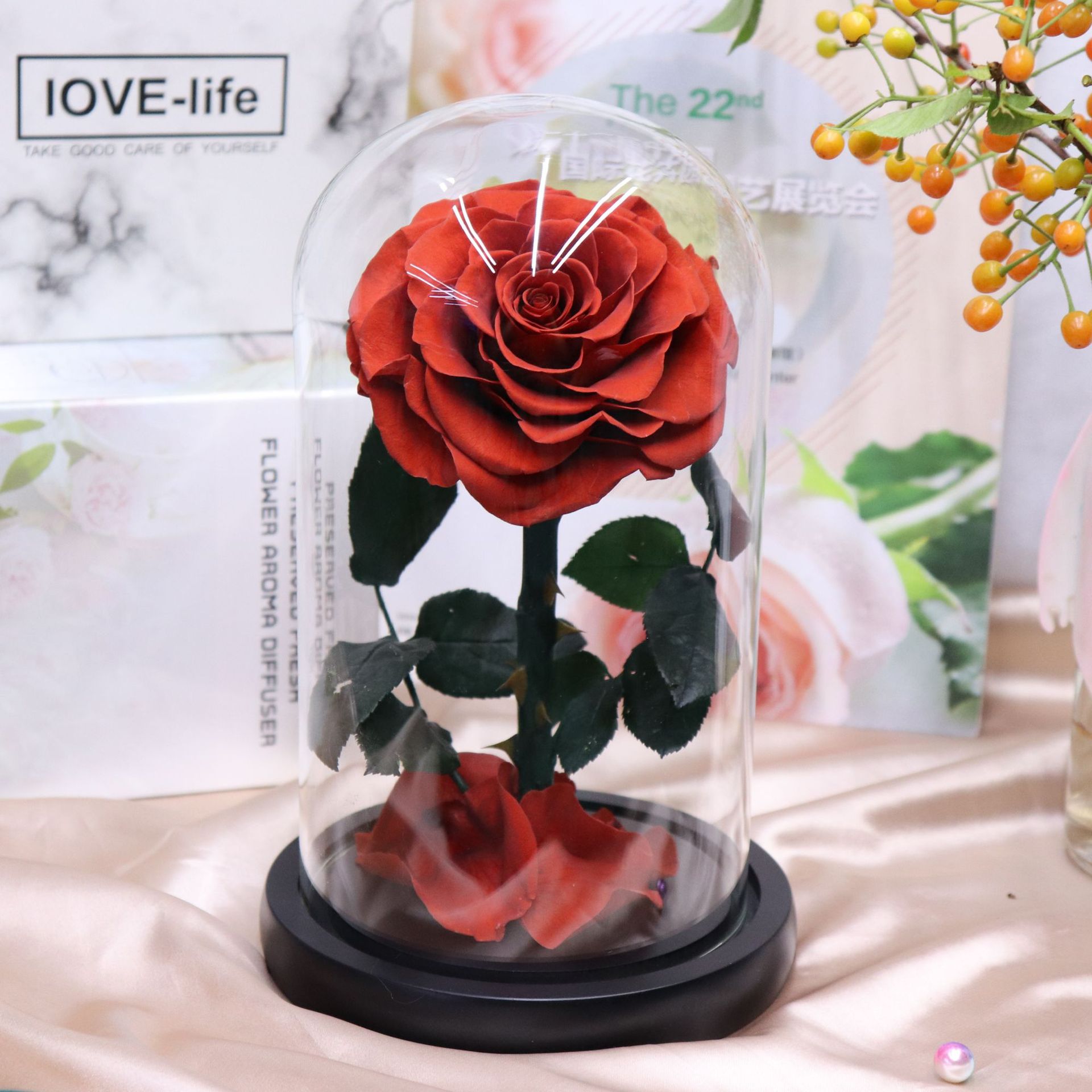 Rosa eterna de Yunnan, pequeño príncipe, adorno en cúpula de cristal, regalo de San Valentín, suministro directo del fabricante, ramo al por mayor transfronterizo
