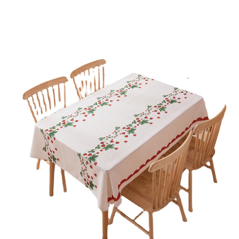Tovaglia rettangolare per tavolino da caffè, tavolo da pranzo, decorazione per sala da matrimonio con stampa digitale rossa di tulipani e fragole._voghion.com