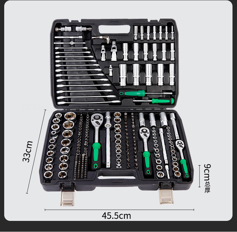 216-piece auto repair kit for home maintenance, auto repair hardware tool set, one box of dual-use wrenches and sockets