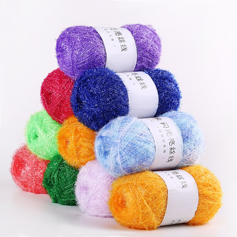 Korean Dish Towel Non-Stick Oil Bright Silk Thread Glass Silk DIY Handmade Bag Strawberry Rag Glitter Gold Thread Wool