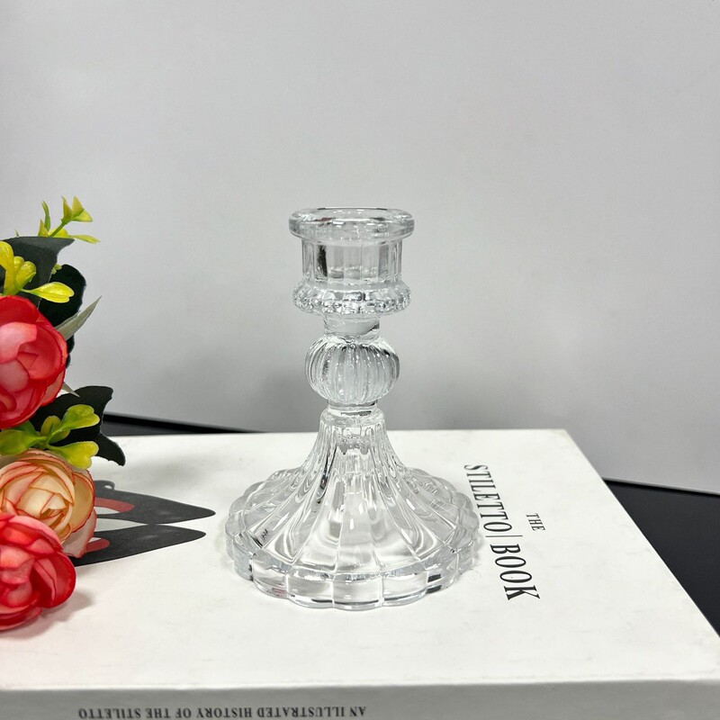 复古条纹玻璃烛台家居适配香薰蜡烛婚礼约会情人节蜡烛台装饰摆件|undefined