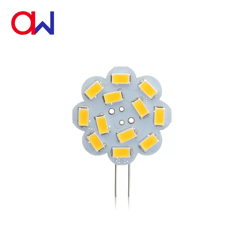G4LED 2W 12V/ACDC 12SMD5730 лампочка 120° без мерцания круглая пластина низкое напряжение маленькая вставка лампа