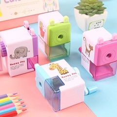 Cartoon pencil sharpener, creative, labor-saving, single-hole pencil sharpener, hand-cranked pencil sharpener, boxed student stationery wholesale