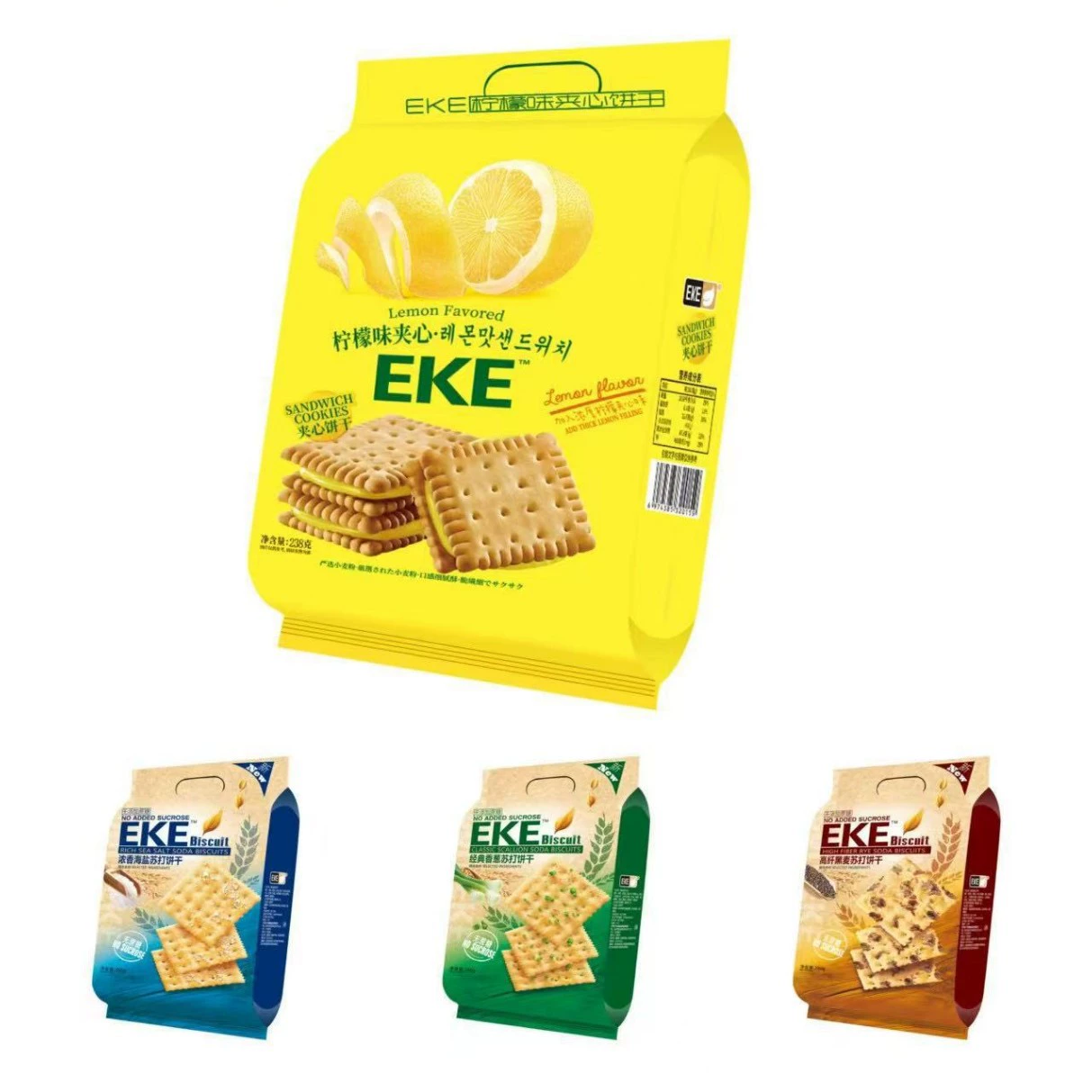 Мультизерновые печенья EKE без сахарозы, шесть вкусов, независимые маленькие пакетики, офисные закуски, повседневные закуски, оптом