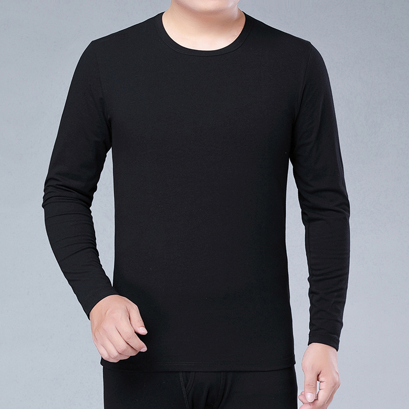 중년 및 노인 가을 의류 및 바지에 대한 브림 니언 레드 남성용 순면 열 속옷 아빠 겨울을위한 낮은 크루 넥 세트