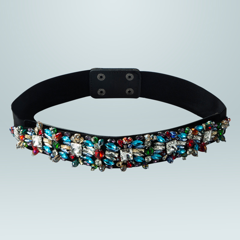 Ceinture Baroque En Tissu Élastique Noir Avec Diamants En Gros Nihaojewelry display picture 6