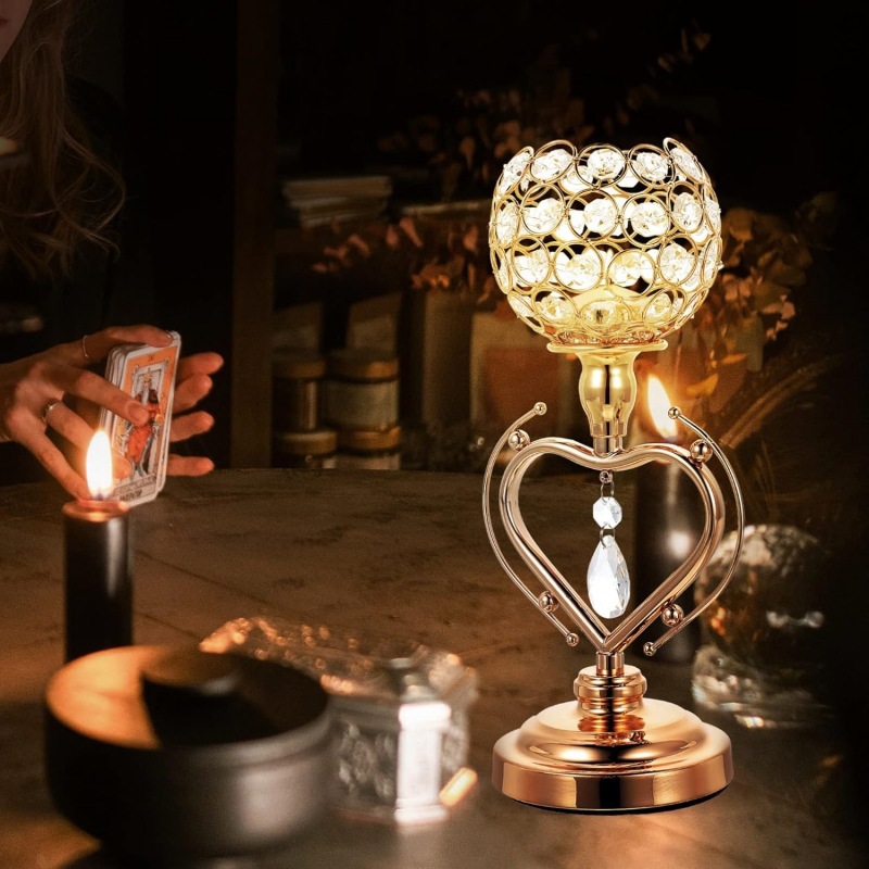 Nuevo estilo europeo de Navidad galvanizado romántico cena con velas de tres piezas decoración galvanizado en forma de corazón candelabros de cristal