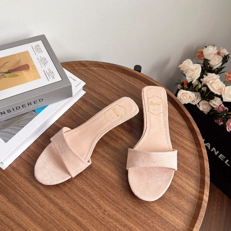 Minimalistic high slide, slippers, beach footwear, matte heel sticker, 4cm
