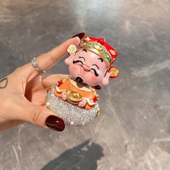 汽車內高顏值擺件輕奢鑲鑽車載搖頭財神爺裝飾品家用公仔網紅禮品