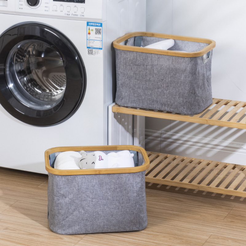 Cesta de almacenamiento hogar diario bambú frontera plegable diseño dormitorio al aire libre almacenamiento y acabado transfronterizo al por mayor