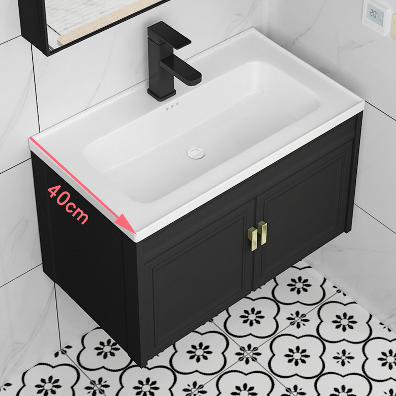 Negro gabinete de baño combinación baño lavabo gabinete pequeño apartamento ultra estrecho longitud 70 largo 80 ancho profundo 40cm