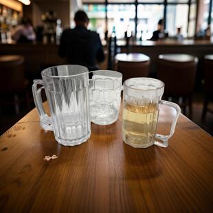 Anti-Fall Plastic Summer Beer Cup Pet Handle Thickeneded Transparent Draft Beer Cup Pineapple Cup Southeast Asia Cross-Border Wholesale