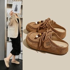 复古厚底串珠包头博肯半拖鞋女一脚蹬厚底文艺森系百搭穆勒鞋