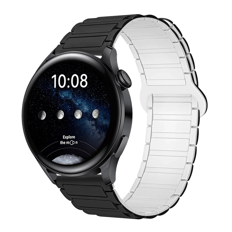 适用三星华为表带GT3/4/5荣耀watch4567二代三珠硅胶磁吸手表带|undefined