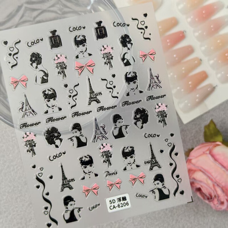 Dream Oil Painting Starry Sky Nail Art Stickers 5D Relief Stereo European and American Art Creative Nail Stickers Jewelry Ca Style