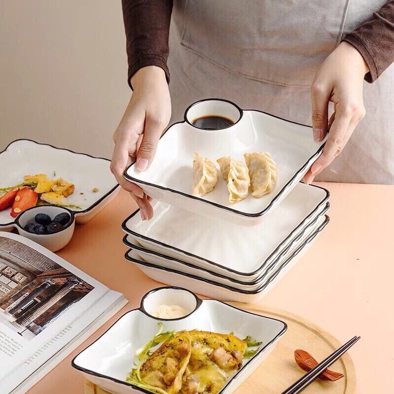シンプル餃子皿酢皿付き海老皿家庭用児童朝食皿高級感がきれいな水餃子専用新|undefined