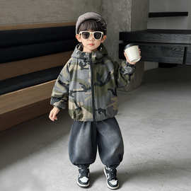 男童迷彩外套夹棉加厚秋冬20285新款儿童深秋初冬小男孩二棉棉服