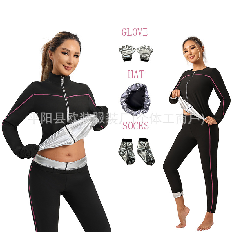 Cross-Border Shapewear Sweat-Enhancing High-Waisted Tummy Control Pants Yoga Outfit Set Sports Sweat-Enhancing Zip-Up Long-Sleeve Fitness Sweat Suit Cross-Border Shapewear Sweat-Enhancing High-Waisted Tummy Control Pants Yoga Outfit Set Sports Sweat-Enhancing Zip-Up Long-Sleeve Fitness Sweat Suit