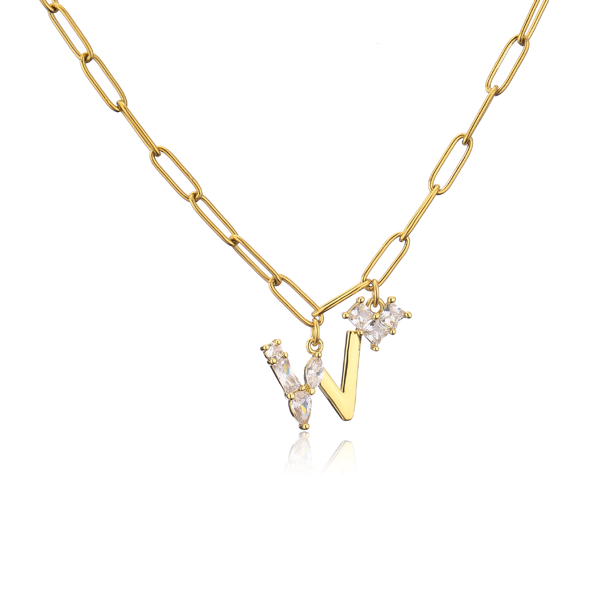 Zircon Micro-Inlaid Heart-Shaped English Letter Necklace Stainless Steel Necklace