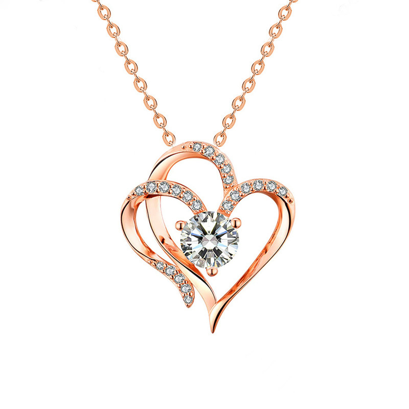 Collier Double Amour X44 (Or Rose) [Avec Chaîne]