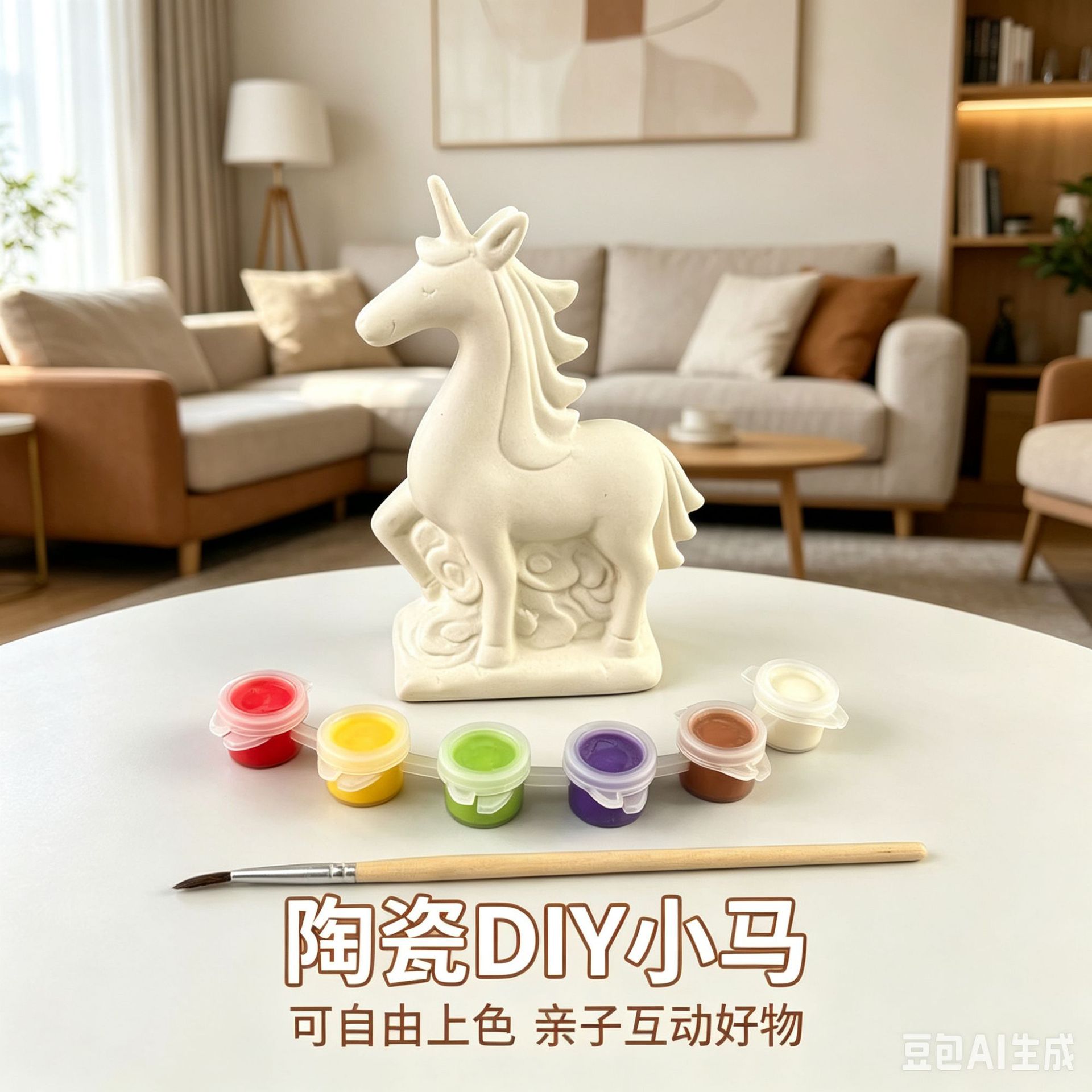 Personalizada red DIY cerámica unicornio blanco con pincel de pintura conjunto de graffiti padres-hijos paquetes de materiales hechos a mano