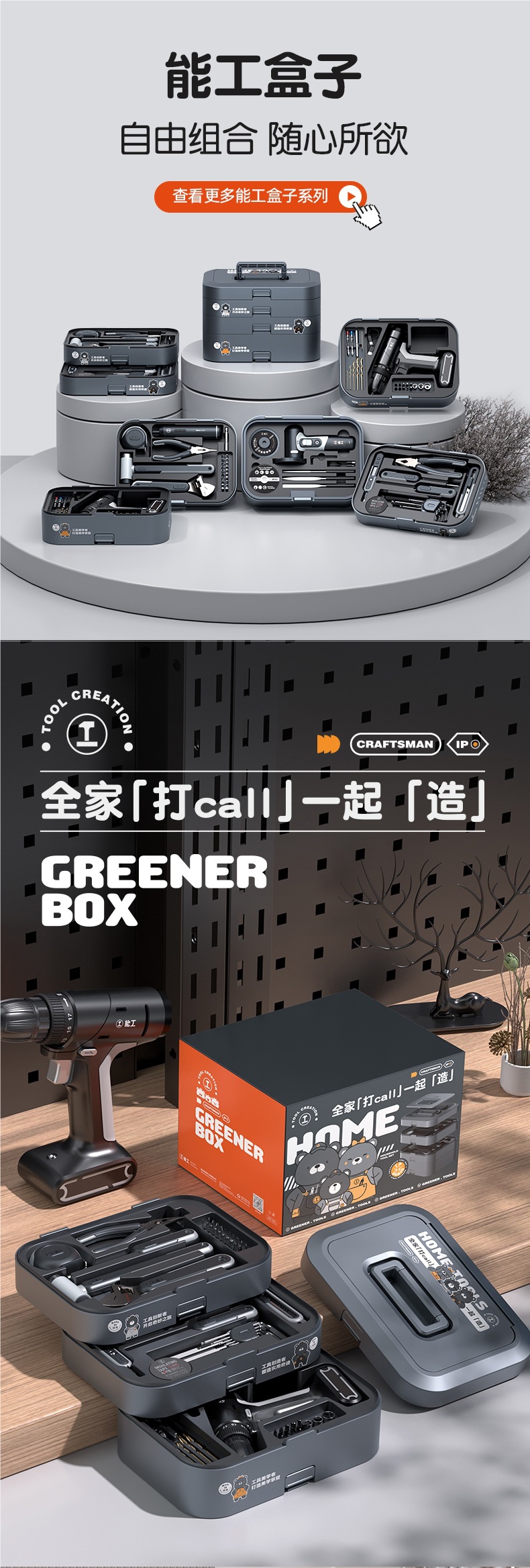 Nenggong Box Multifunctional Hardware Repair Car Portable Combination Electric Drill Wrench Full Set Home Tool Box Set