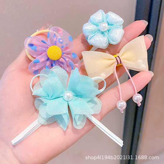 New Internet Celebrant Princess Super Sweet Bow Hairpin Fabric Flower BB Clip Children's Hair Accessories Do Not Hurt Hair Pack Cloth Clip