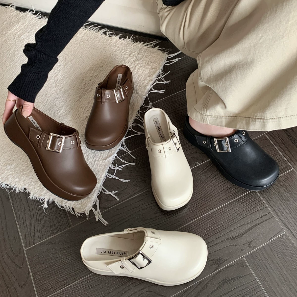 Женские туфли на толстой подошве 2025 новые верхняя одежда толстая подошва маленькие нескользящие ретро универсальные интернет-знаменитости Birkenstock