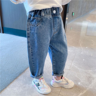 Children and Girls Jeans Spring and Autumn New Loose Fashionable Korean Style Women's Treasure Pants Foreign Style New Autumn Trendy Trousers