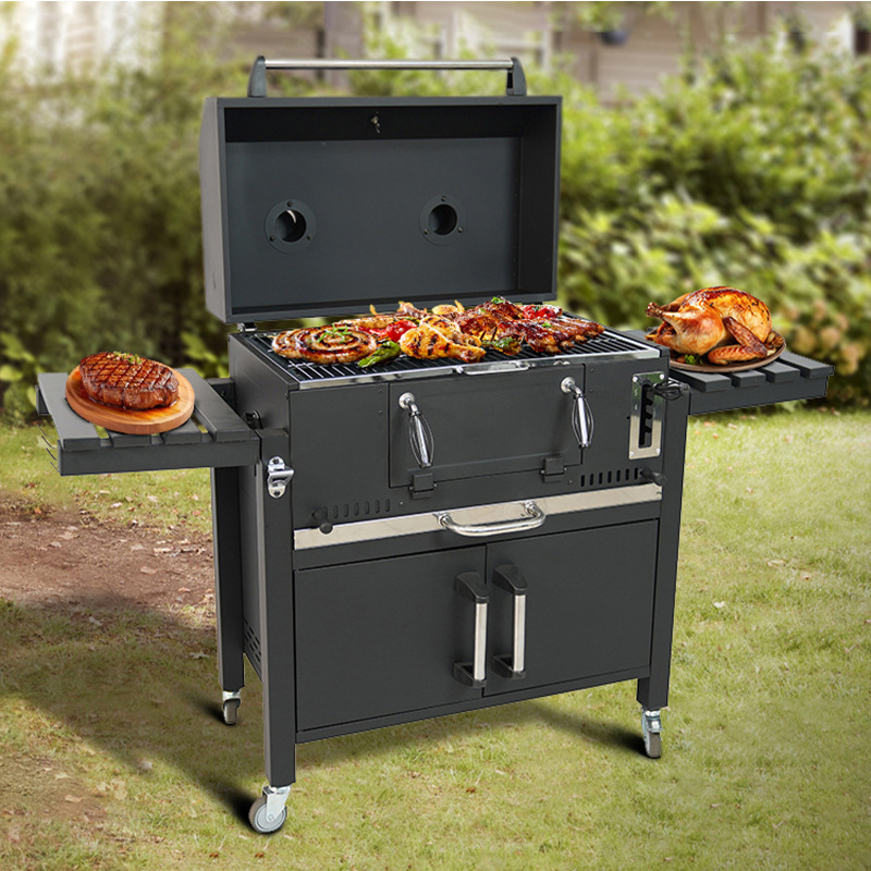 Barbacoa de villa multifuncional de almacenamiento de gabinete doble de 1,6 m al por mayor Barbacoa de patio grueso grande comercial bbq