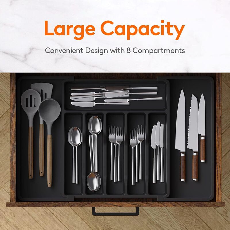 Cross-border new extendable knife and fork tableware Tray drawer organizer Expandable Utensil Tray